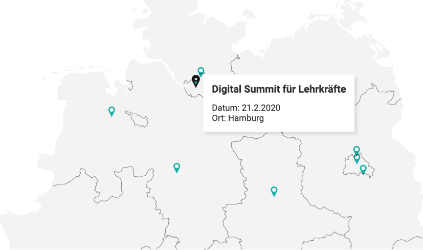 Eine Karte mit der Übersicht über Fortbildungen in Deutschland