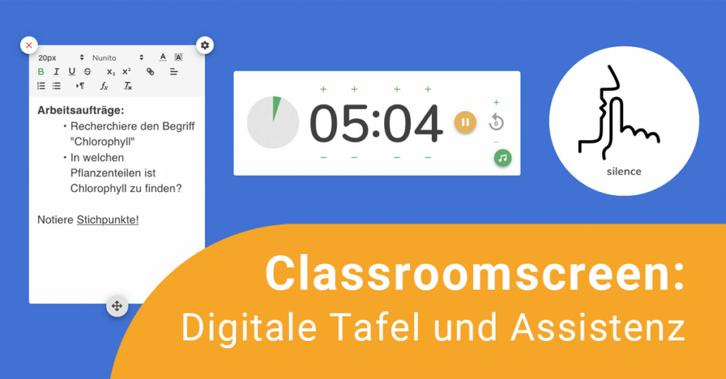 Classroomscreen - Digitale Tafel und Assistenz im Unterricht, ein Screenshot aus dem Tool