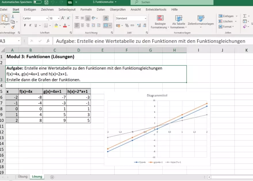 Aufgabe in Excel