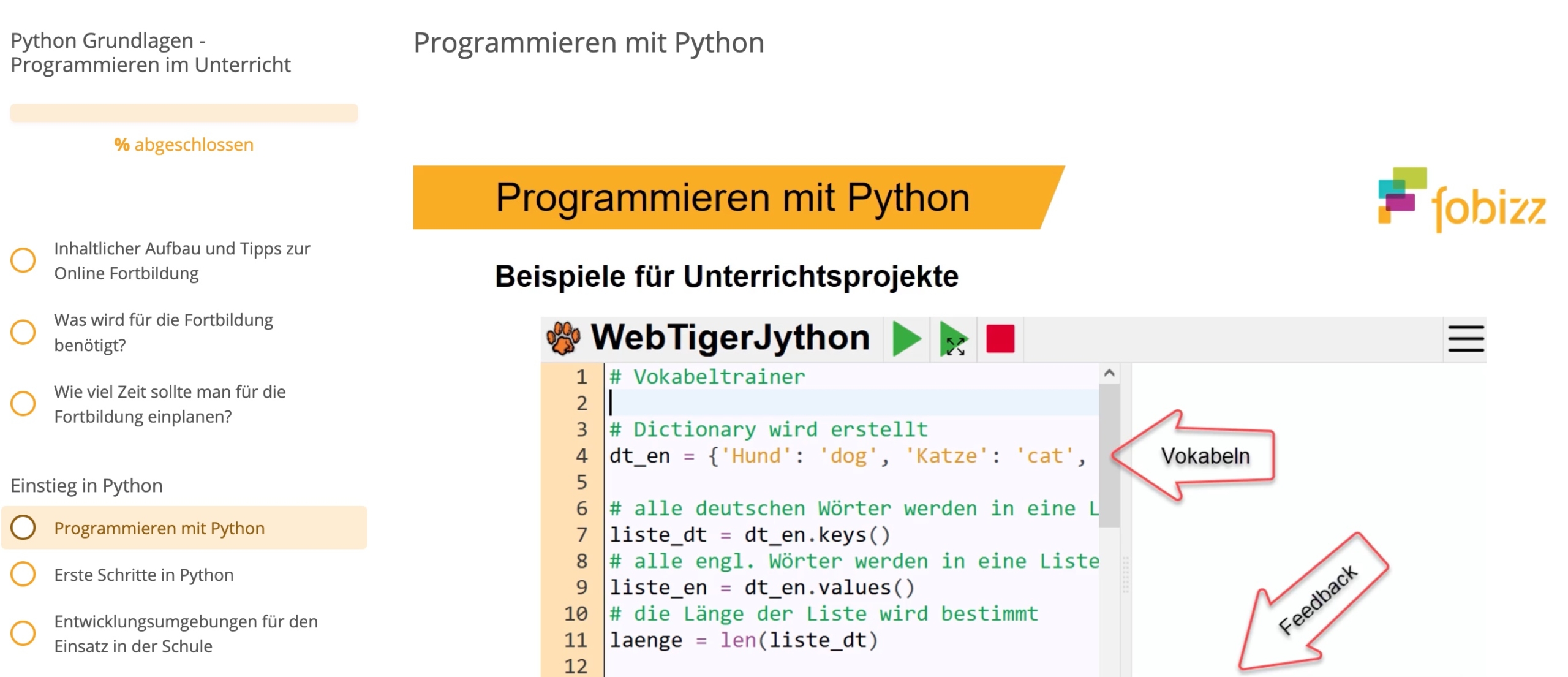 Auszug aus Python Programmierung