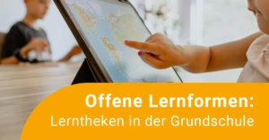 Kinder, die am iPad an Lerntheken arbeiten