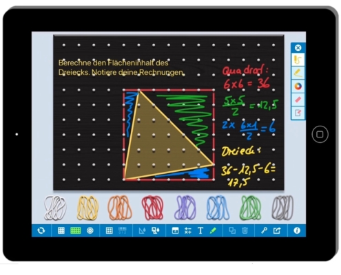 iPad mit mathematischen Zeichnungen
