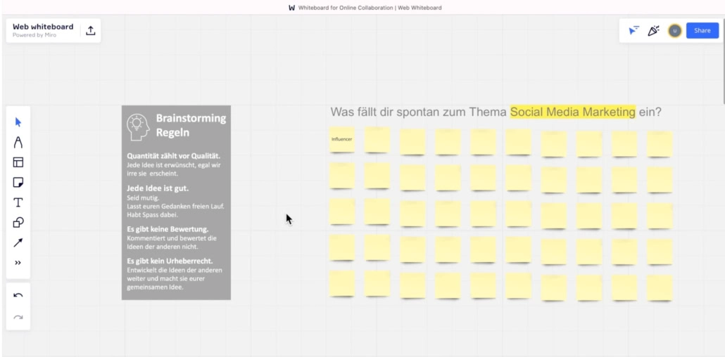 Brainstormen mit Miro im Unterricht