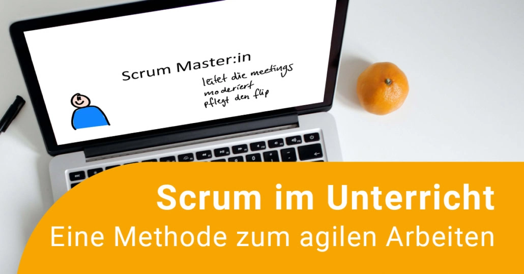 Scrum wird auf einem Laptop gezeigt.