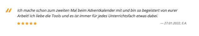 Feedback einer Teilnehmerin des fobizz Adventskalenders