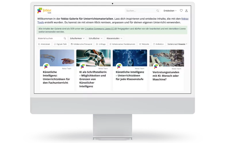 Vorschaubild der fobizz Galerie mit Unterrichtsmaterialien zu KI