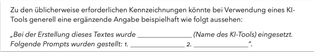Beispiel, wie die KI-Nutzung angegeben werden kann.