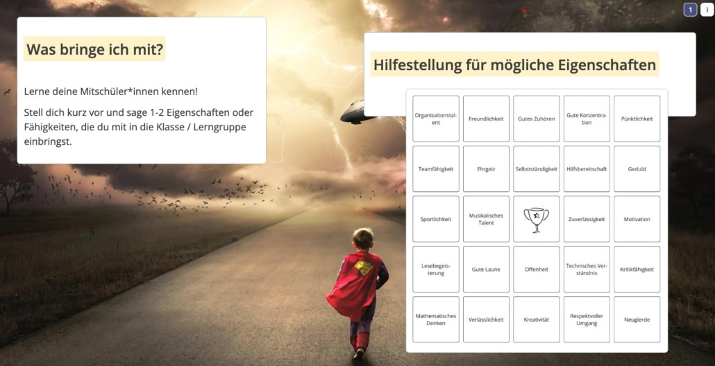 Digitale Tafel mit Stärken