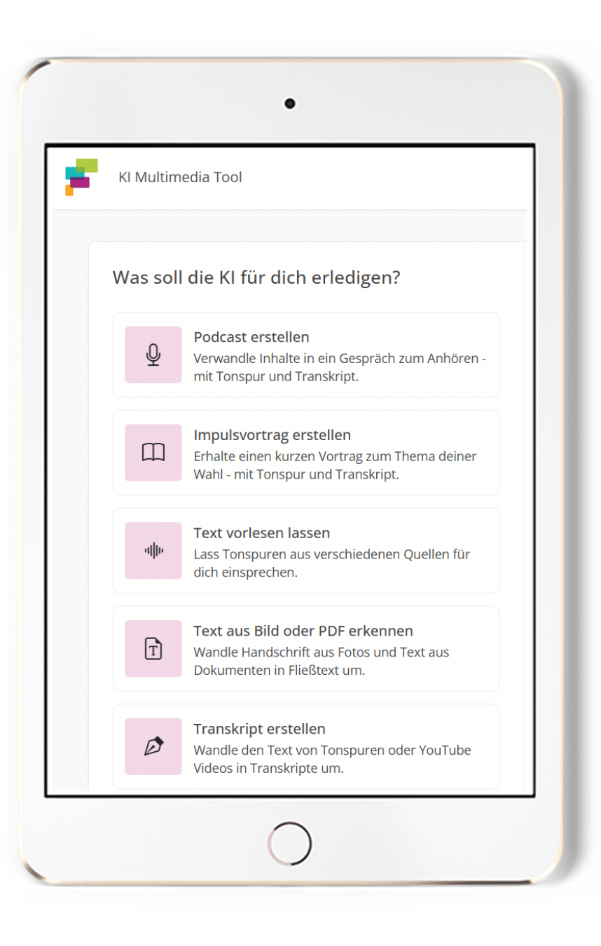 KI-Multimedia-Tool-Uebersicht Einfache KI-Anwendung für Einsteiger